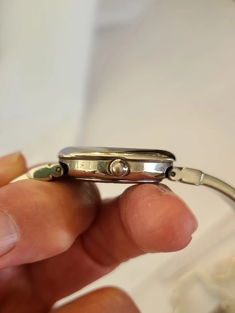 Anne Klein Square Silver Watch with Black Round  Dial